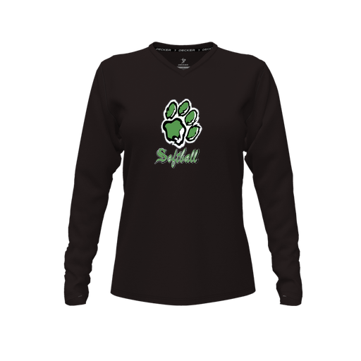 [FTLVPTBK-FYXS-LOGO1] Decker Performance T-Shirt (Female Youth XS, Black, V Neck, Logo 1, Long Sleeve)